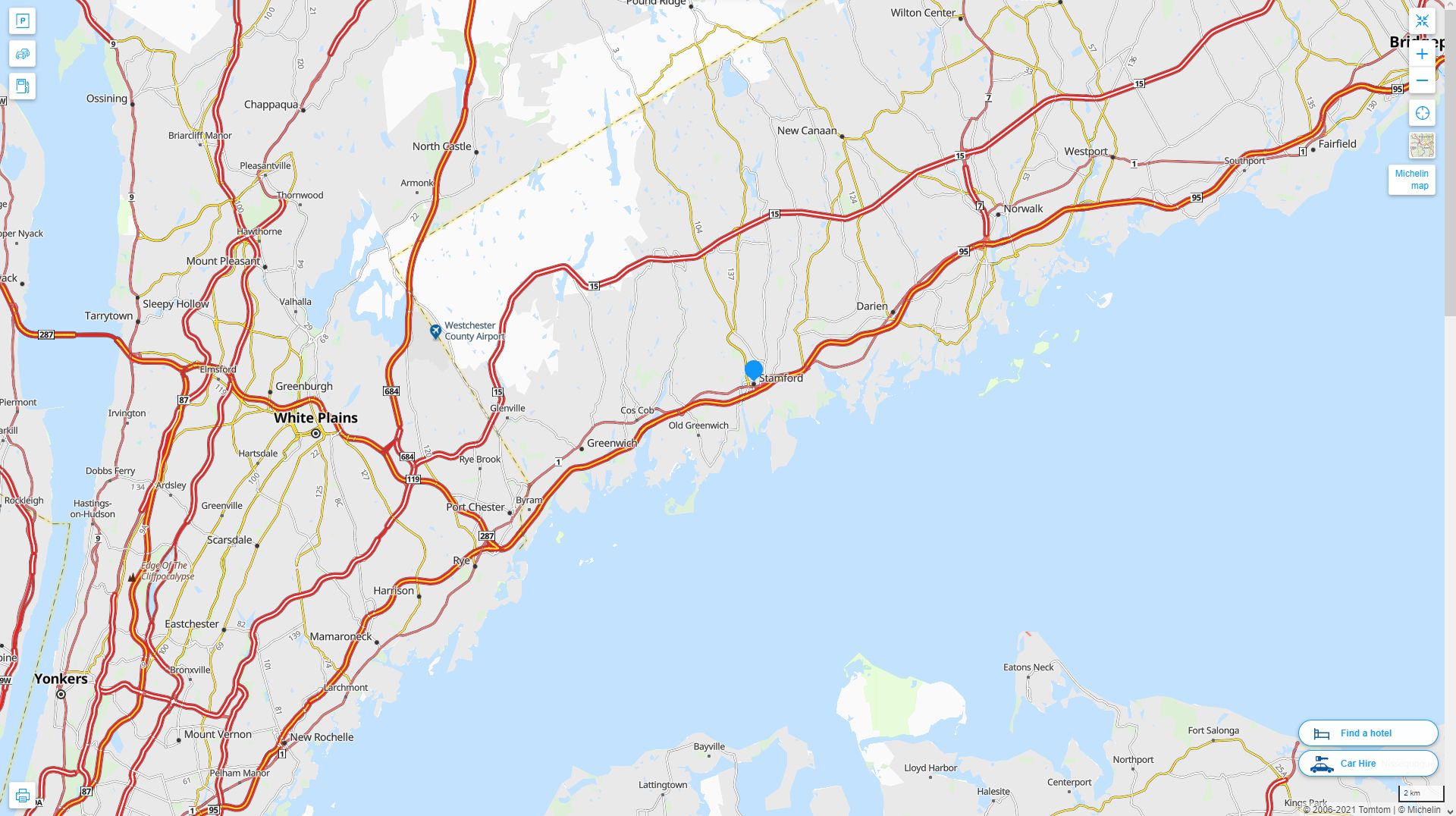 Stamford Connecticut Highway and Road Map